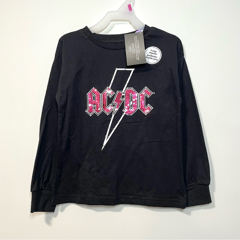 🟣2/$20 NEW AC/DC w/ 2-Way Sequins & Rhinestones Long Sleeve Shirt (size M)